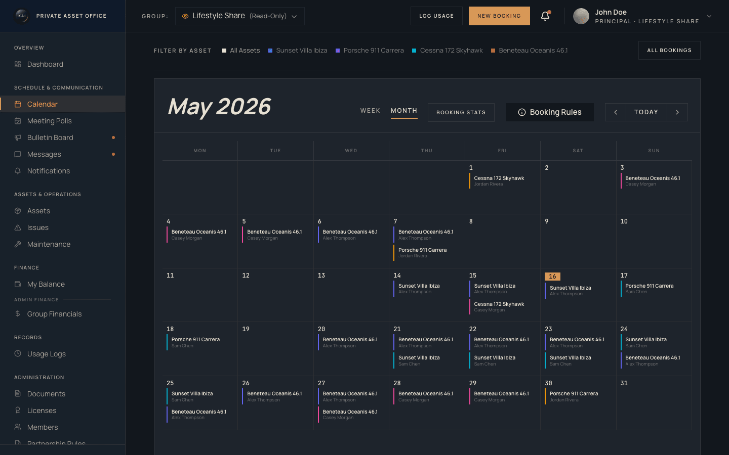 Ein echter geteilter Kalender — Dark
